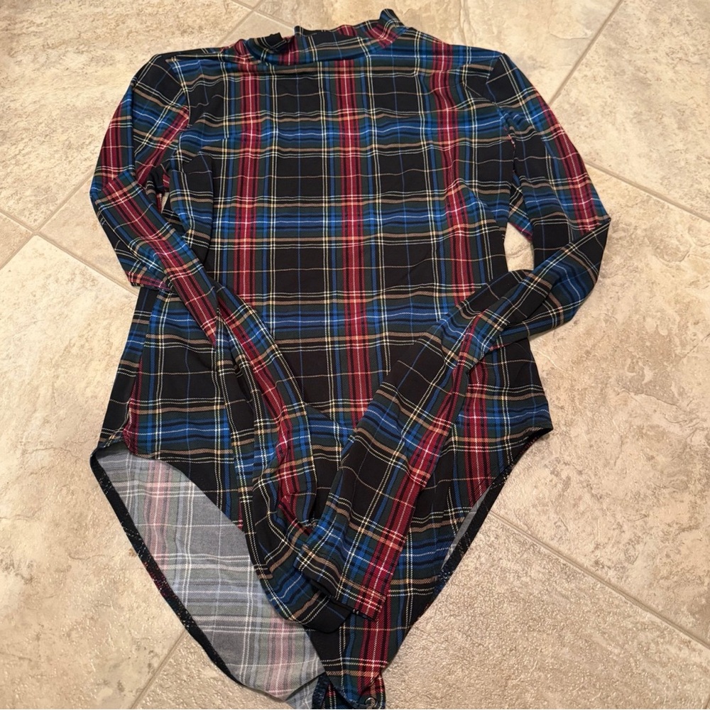 Forever 21 Multicolor Plaid Bodysuit